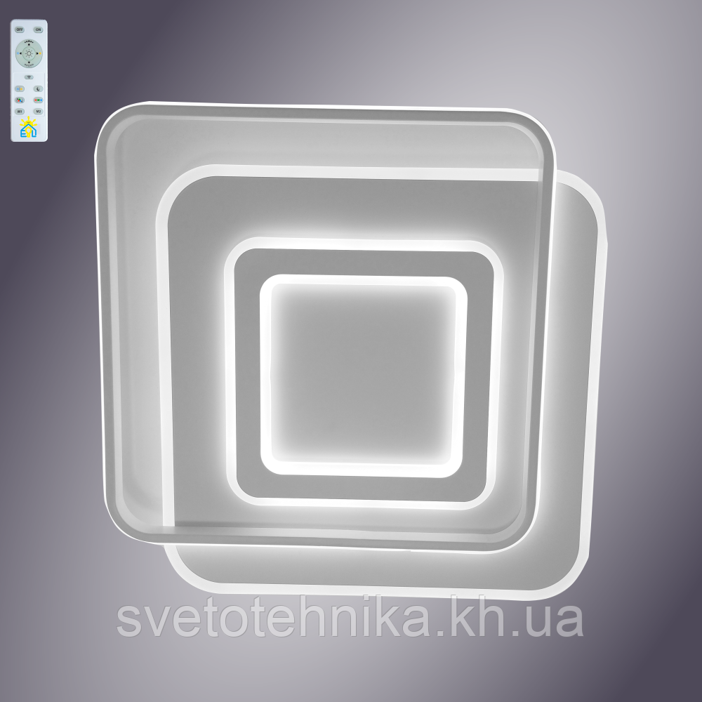 Керована світлодіодна люстра Esllse з пультом GEOMETRIA SQUARE 60W S-550х57-WHITE-220-IP20