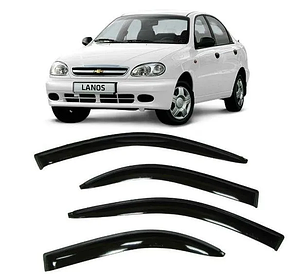 Дефлектори вікон вітровики повний комплект Daewoo Lanos, Sens 1997 — 2014 (скотч) BEG-LINE