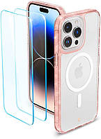 Чохол + Захисне скло (2шт) Spigen для iPhone 14 Pro - Cyrill Shine Mag, Rose Glitter (ACS05021)
