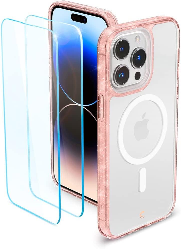Чохол + Захисне скло (2шт) Spigen для iPhone 14 Pro - Cyrill Shine Mag, Rose Glitter (ACS05021), фото 1