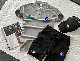 Чоловічий спортивний костюм літній (футболка+шорти+бейсболка) BMW