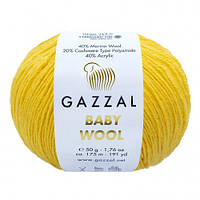 Пряжа для в'язання Gazzal Baby wool. 50 г. 175 м. Колір жовтий 812