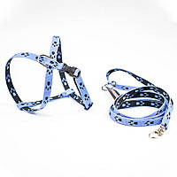 Шлея з повідцем "Пухнастики" (блакитна) 1,2 м