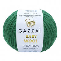 Пряжа для в'язання Gazzal Baby wool. 50 г. 175 м. Колір зелений 814