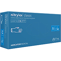 Рукавички нітрилові M, Nitrylex Classic / Basic, сині одноразові неопудрені 100 шт.