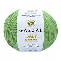 Пряжа для в'язання Gazzal Baby wool. 50 г. 175 м. Колір — яскраво-зелений 838