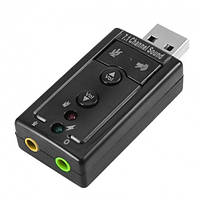 USB 2.0 USB звуковая карта 3D Sound card 7 в 1 внешняя для ноутбука Original Black