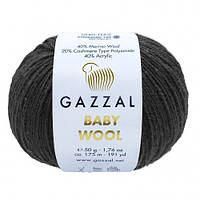 Пряжа для в'язання Gazzal Baby wool. 50 г. 175 м. Колір чорний 803
