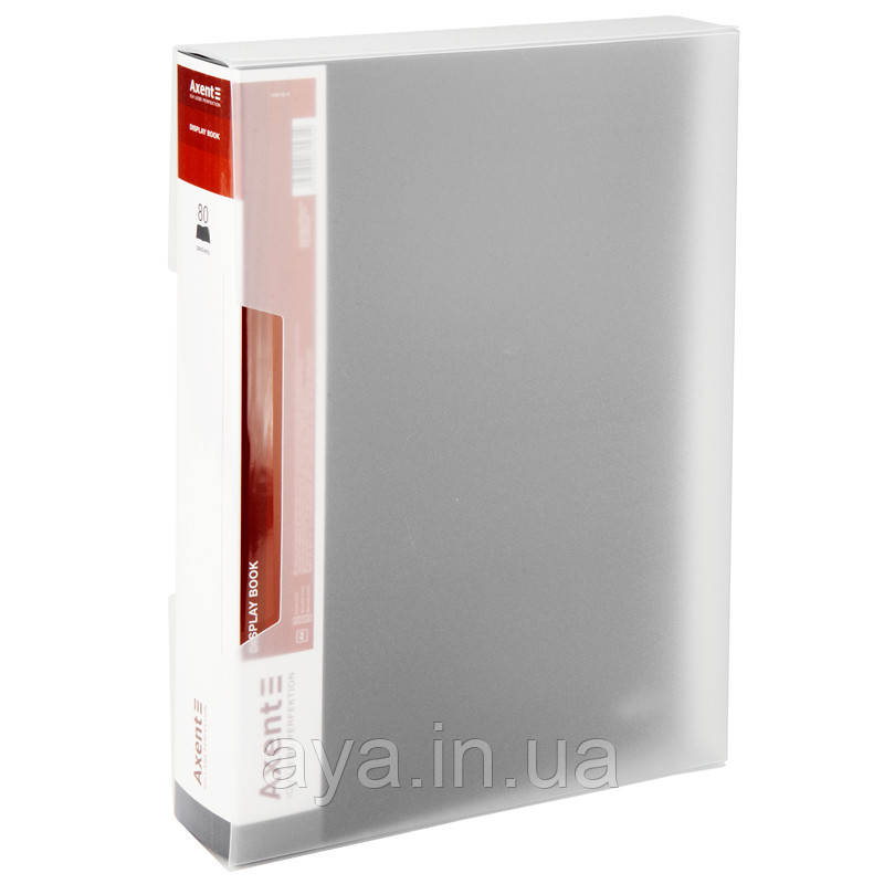 Папка з файлами, дисплей-книга в пластиковому боксі Axent (A4, 80 файлів, чорний) 1280-01-A