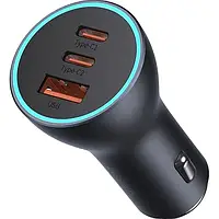 Автомобильное зарядное устройство Baseus Golden Contactor Triple Fast Charger Car Charger 65W U+C+C Dark Gray