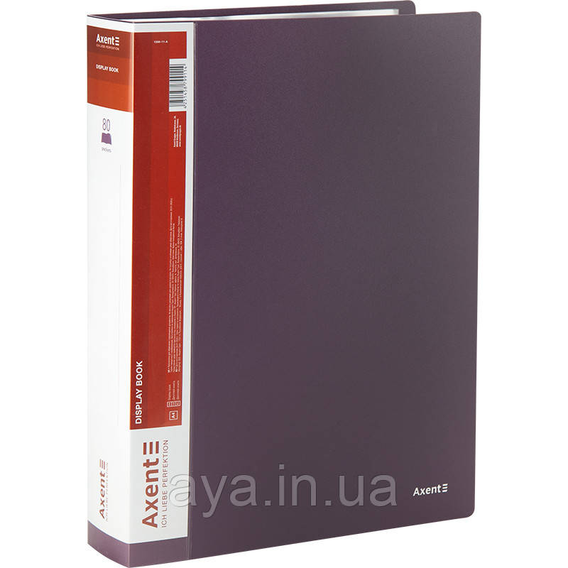 Папка с файлами, дисплей-книга в пластиковом боксе Axent (A4, 80 файлов, сливовый) 1280-11-A - фото 2 - id-p1864938351
