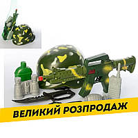 Игровой военный набор (каска, автомат, фляга, бинокль, рация, часы) 8028