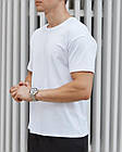 Чоловіча базова футболка біла бавовняна однотонна на літо, фото 3