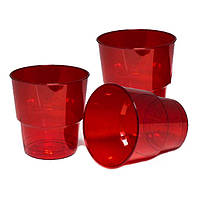Стеклоподобный стакан пластиковый без ножки объём 200 мл красный 25 шт/уп.