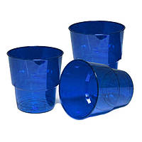 Пластиковый стакан стеклоподобный объём 200 мл цвет синий без ножки 25 шт./уп.