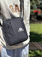 Сумка Kappa чорного кольору / Чоловіча спортивна сумка через плече Каппа / Барсетка Kappa