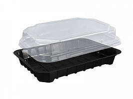Бокс для суші чорний з прозорою кр. (18,5*13,8*4,3см) HF-63 PET