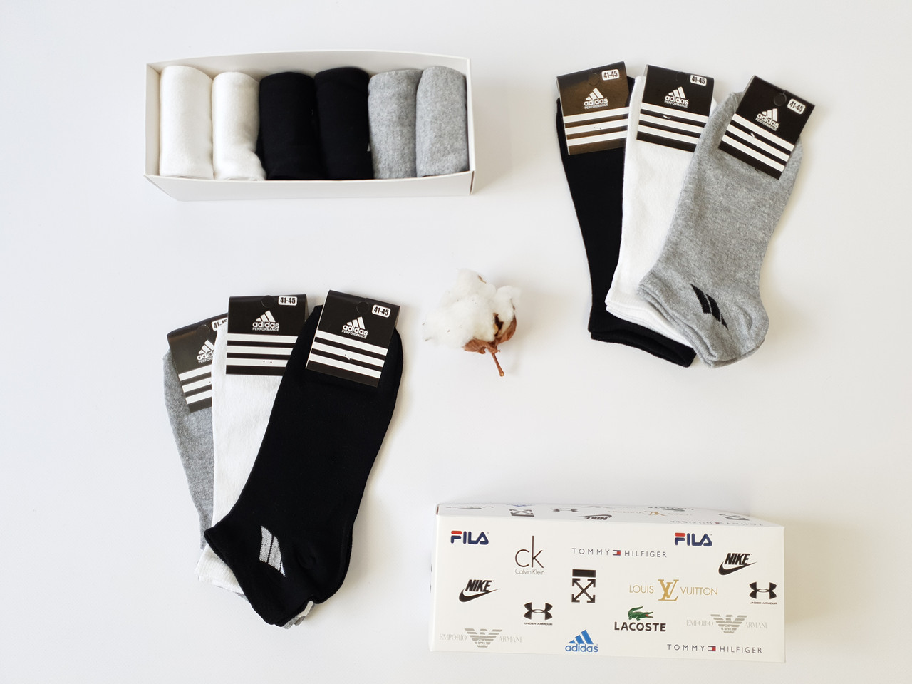 Чоловічі шкарпетки набір 6 пар Adidas. Подарункові набори коротких шкарпеток Адідас. Шкарпетки короткі. Шкарпетки низькі літо