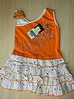 Платье для девочки с цветочком Оранжевый 2-3 года