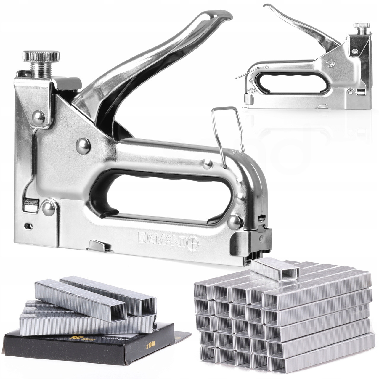 Степлер будівельний Diamanto під скобу 11.3*0.7*4-14 мм + 5000 скоб, фото 1