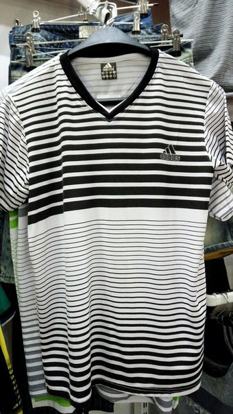 Футболка чоловіча в смужку Adidas батал (5 кольорів), фото 1