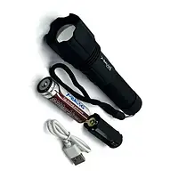 Ліхтарик діодний тактичний, ліхтарик Bailong BLZ01-P50 акумуляторний із зарядкою в комплекті Чорний