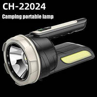 Ліхтар кемпінговий акуммуляторний, ліхтарик ручний CH220245W+COB, ліхтар з ручкою для перенесення Чорний