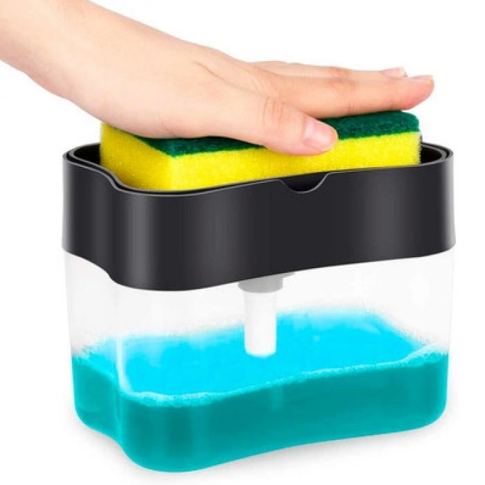Диспенсер для моющего средства с подставкой для губки Soap Pump & Sponge Caddy Черный - фото 1 - id-p1865017516
