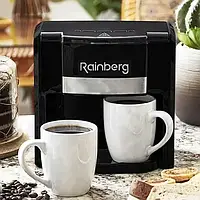 Автоматична кавоварка з двома чашками в комплекті Rainberg RB613, машина для кави крапельна Чорний