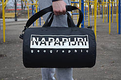 Сумка для подорожей, сумка дорожня з плечовим ременем, сумка на блискавці Napapijri маленька Чорний з білим