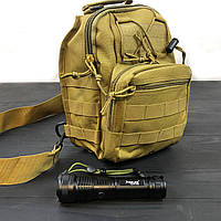Комплект 2 В 1: армійська сумка + IO-106 тактичний ліхтар