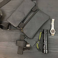 Набір 2В1. Шкіряна сумка з кобурою + ліхтарик професійний EU-463 POLICE BL-X71-P50