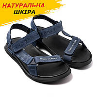 Сандалі чоловічі шкіряні, літні босоножки для чоловіків сині класичні з натуральної шкіри на літо *100с.літо*
