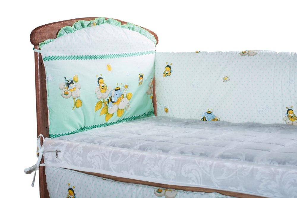 Защита в кроватку Qvatro Gold ZG-02 зеленый (слон и пчелки) - фото 1 - id-p1865015286