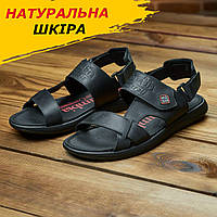 Сандалі чоловічі шкіряні, літні босоножки для чоловіків чорні класичні з натуральної шкіри на літо взуття *К 10 ч*