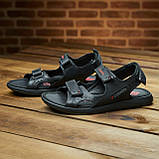 Сандалі чоловічі шкіряні, літні босоножки для чоловіків чорні спортивні з натуральної шкіри на літо взуття *70 ч\к*, фото 3