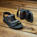 Сандалі чоловічі шкіряні, літні босоножки для чоловіків чорні спортивні з натуральної шкіри на літо взуття *70 ч\к*, фото 7