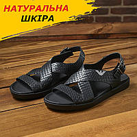 Сандалі чоловічі шкіряні, літні босоножки чорні класичні з натуральної шкіри на літо взуття *Са-19 ч.Т пл*