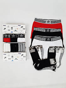 Набір трусів і шкарпеток Adidas. Труси 3шт шкарпетки 9 пар Адідас. Чоловічі труси та шкарпетки відомих брендів