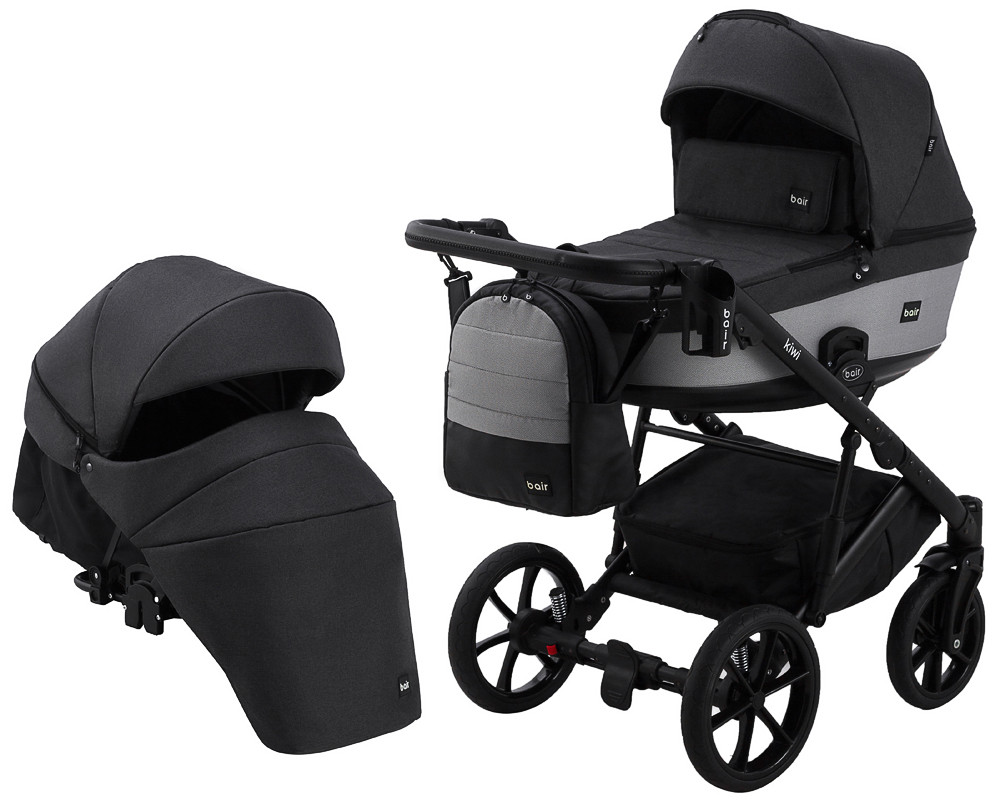 Коляска 2 в 1 Bair Kiwi Soft BKS-00/22 чорний / світло-сірий, фото 1