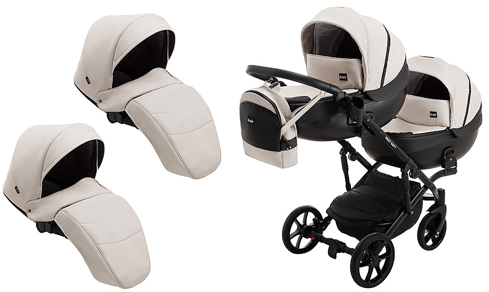 Коляска 2 в 1 для двійні Bair Next DUO ECO 22 лате, фото 1