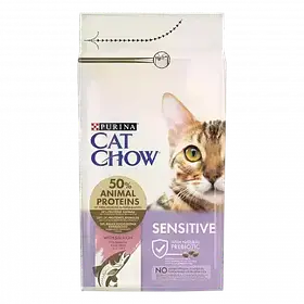 Cat Chow SENSITIVE корм для кішок з чутливим травленням ЛОСОСЬ1,5кг