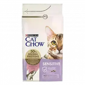 Cat Chow SENSITIVE корм для кішок з чутливим травленням ЛОСОСЬ 15кг