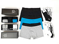 Подарунковий набір нижньої білизни 3шт та шкарпеток бренд 6 пар Calvin Klein. Труси чоловічі шкарпетки Кельвін Кляйн, фото 9