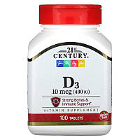 Витамины и минералы 21st Century Vitamin D3 10 mcg, 100 таблеток