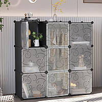 Пластиковый складной шкаф Storage Cube Cabinet 12 секций Черный