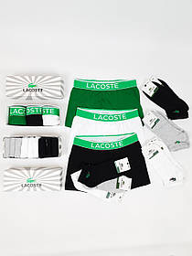 Боксери труси 3шт низькі шкарпетки 9 пар Lacoste. Набір трусів і коротких шкарпеток Лакосте. Чоловічі труси та шкарпетки