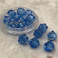 (20 грамм) Ø14 мм Бусины граненые пластик #3365 - синий прозрачный КР