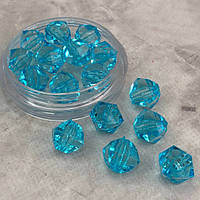(20 грамм) Ø14 мм Бусины граненые пластик #3365/202 - голубой прозрачный КР