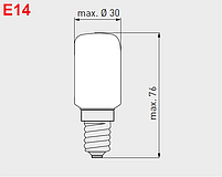 Лампочка E14 (до +300°C 40W 230V) термостійка для побутової печі Whirpool, Electrolux, Indesit та інші, фото 3